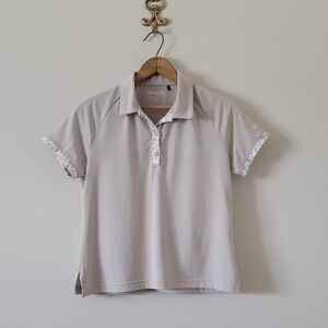 Columbia Golf Tan Polo Leopard Trim Size Large